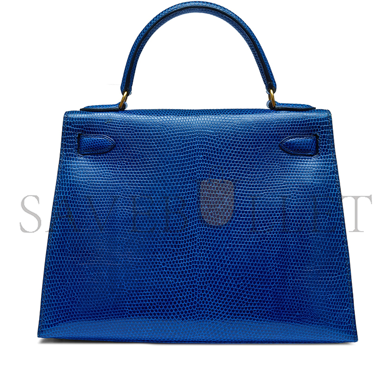 H**mes master a shiny bleu roi niloticus lizard sellier kelly 28 with gold hardware (28*22*10cm)